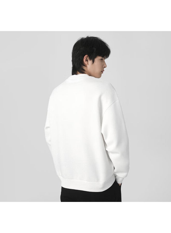 Markless Men's Autumn Winter Five-layer Air Cotton Sweatshirt Crew Neck Casual Jacket Wyb3415m White L - Image 3