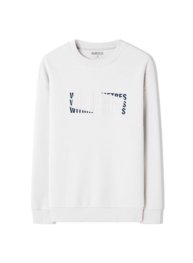 Markless Men's Autumn Winter Five-layer Air Cotton Sweatshirt Crew Neck Casual Jacket Wyb3415m White L - Image 4
