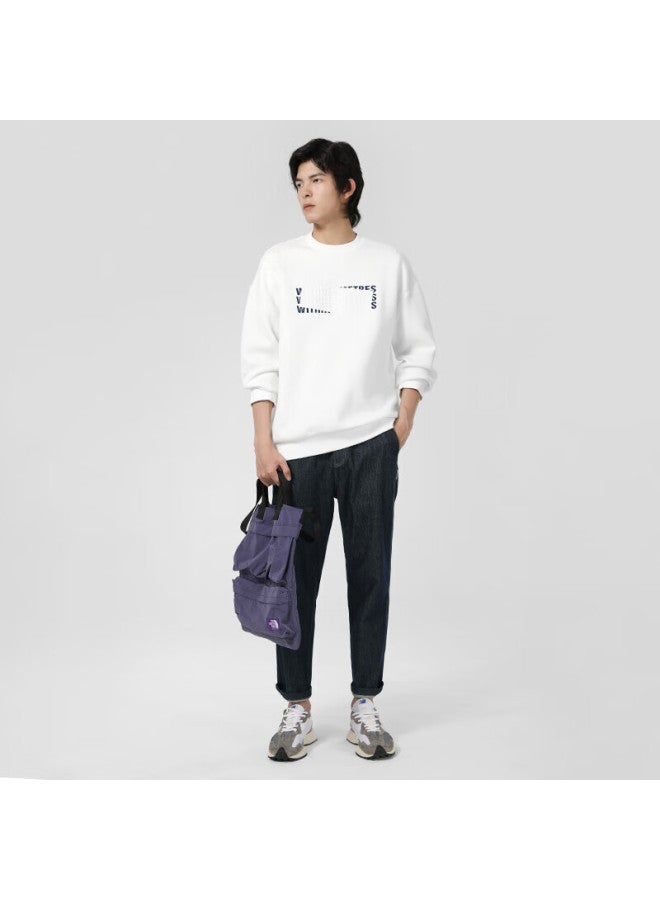 Markless Men's Autumn Winter Five-layer Air Cotton Sweatshirt Crew Neck Casual Jacket Wyb3415m White L - Image 2