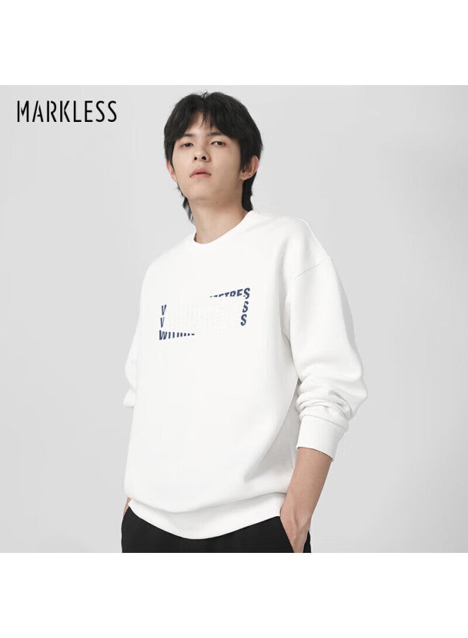 Markless Men's Autumn Winter Five-layer Air Cotton Sweatshirt Crew Neck Casual Jacket Wyb3415m White L - Image 1