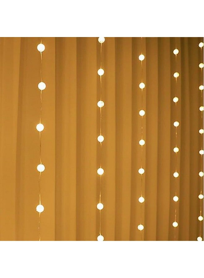 fizzytech Ball Curtain Lights with Ball Pendants 100 LED 3 x2 Meter String Light with 8 Mode for Diwali/Xmas Party/Wedding and Lights of Home Decoration - Warm White - Image 1