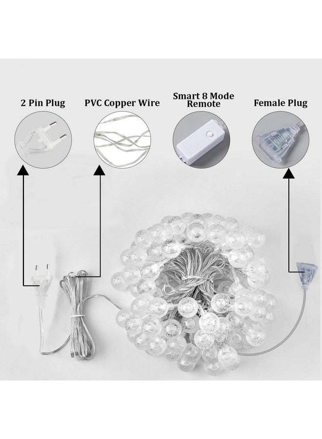 fizzytech Ball Curtain Lights with Ball Pendants 100 LED 3 x2 Meter String Light with 8 Mode for Diwali/Xmas Party/Wedding and Lights of Home Decoration - Warm White - Image 5