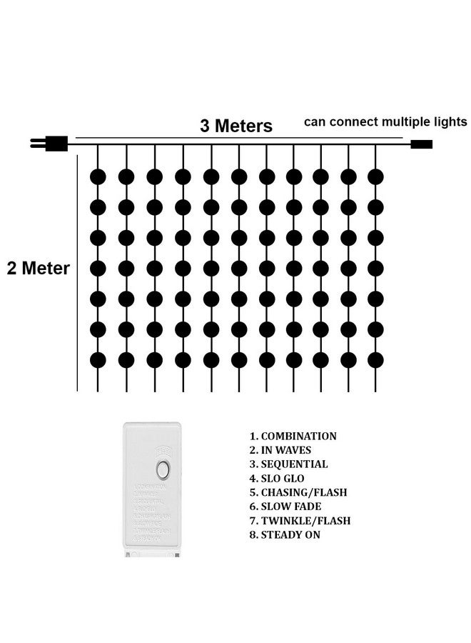 fizzytech Ball Curtain Lights with Ball Pendants 100 LED 3 x2 Meter String Light with 8 Mode for Diwali/Xmas Party/Wedding and Lights of Home Decoration - Warm White - Image 4