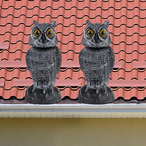 Hausse 3 Pack Bird Scarecrow Fake Owl Decoy Sculpture, Rotating Head Plastic Owl Bird Deterrents, 10.6 Inch Height Nature Enemy Horned Pest Repellent for Outdoor Garden Yard - Image 4