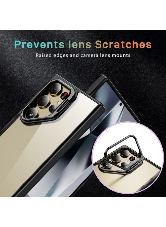 Samsung Galaxy S24 Ultra Case, S24 Ultra Phone Case with Classic Stand, Built-in Camera Ring Stand, Exceeds Military-Grade Protection, Case for Samsung S24 Ultra, Classic Kickstand Case, Clear Black - Image 5