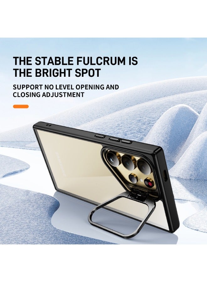 Samsung Galaxy S24 Ultra Case, S24 Ultra Phone Case with Classic Stand, Built-in Camera Ring Stand, Exceeds Military-Grade Protection, Case for Samsung S24 Ultra, Classic Kickstand Case, Clear Black - Image 3
