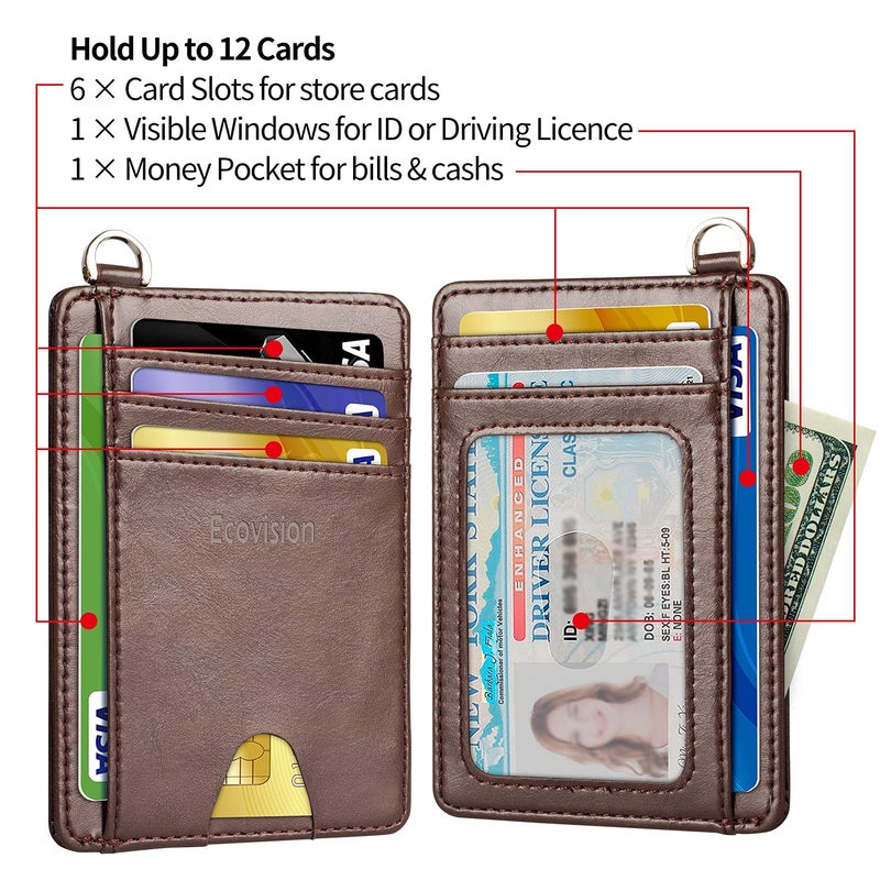 EcoVision Slim Minimalist Front Pocket Wallet, RFID Blocking Credit Card Holder Wallet with Detachable D-Shackle for Men Women - Image 5