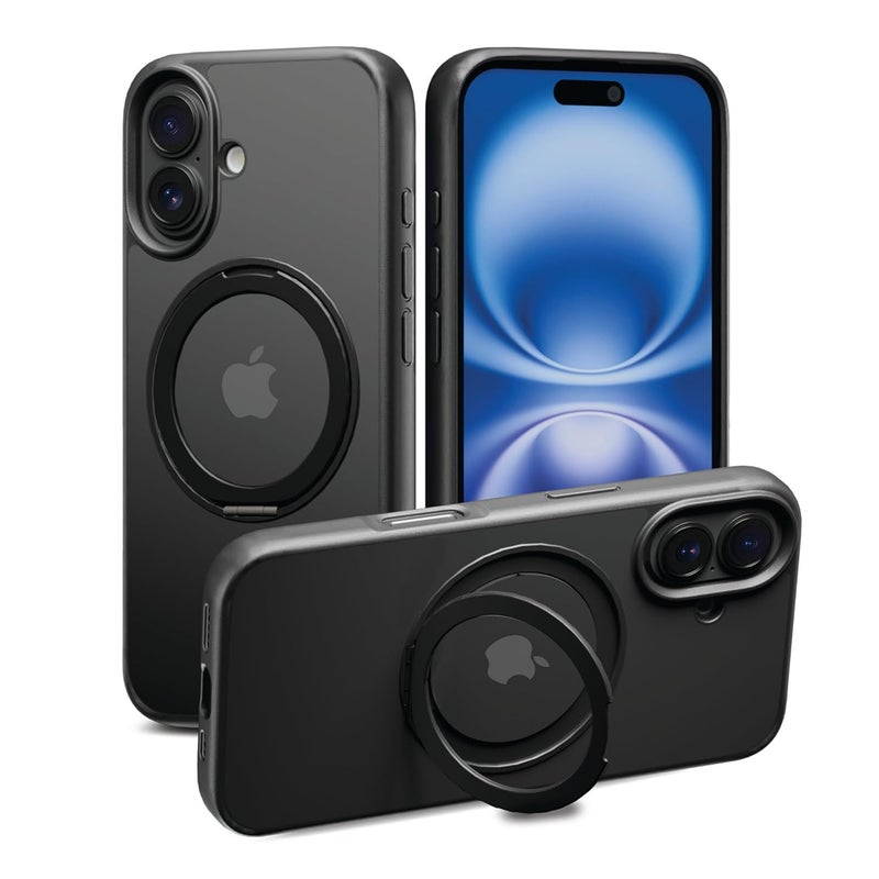 Daily Objects Polycarbonate Case for iPhone 16 Compatible with Mag-Safe Wireless Charging,Halo 2.0 with Rotatable Stand Slim Shockproof Back Cover - Image 3