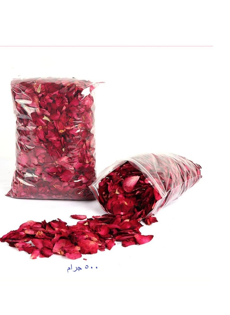 ماركة غير محددة 500 جرام من ورد مجفف - بتلات ورد مجفف- بتلات زهور حمراء لعيد الحب،للديكور والحفلات، ، للزفاف والحفلات والديكور والمنتجعات الصحية وغسيل القدم واستخدامات اخري كثيرة  - Image 1