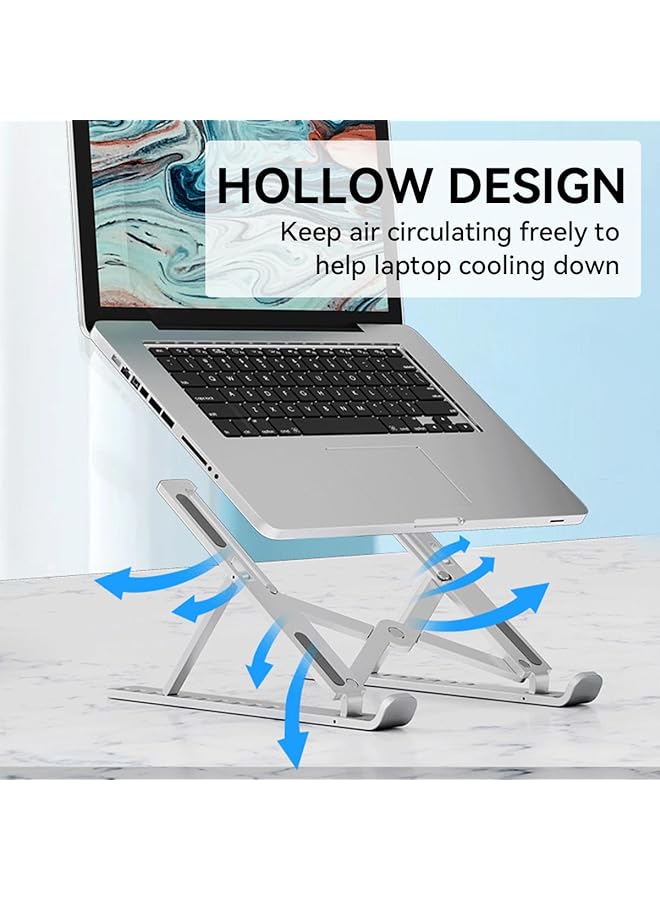 erorex Portable Laptop Stand For Desk 13 Angles Adjustable Foldable Laptop Riser Abs Ergonomic Notebook Stand Compatible With Laptops And Ipad 11 17 Inch White  - Image 2