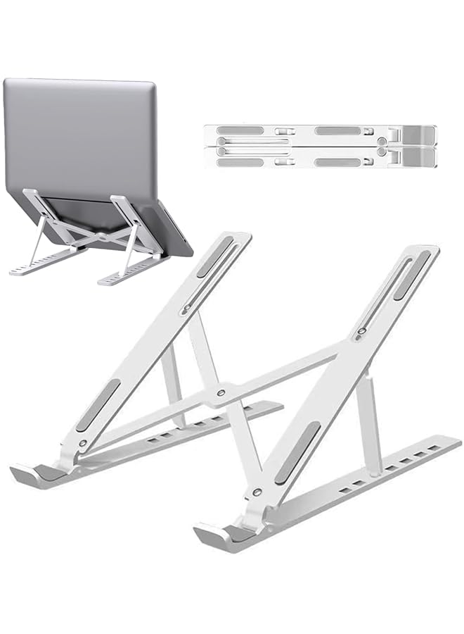 erorex Portable Laptop Stand For Desk 13 Angles Adjustable Foldable Laptop Riser Abs Ergonomic Notebook Stand Compatible With Laptops And Ipad 11 17 Inch White  - Image 1