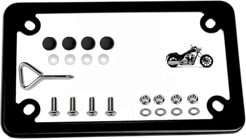 LFPartS Black Motorcycle Stainless Steel License Plate Frame - Image 1
