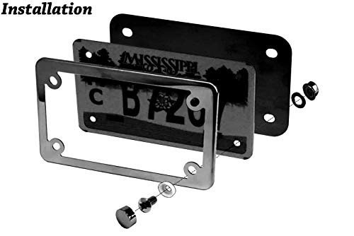 LFPartS Black Motorcycle Stainless Steel License Plate Frame - Image 5