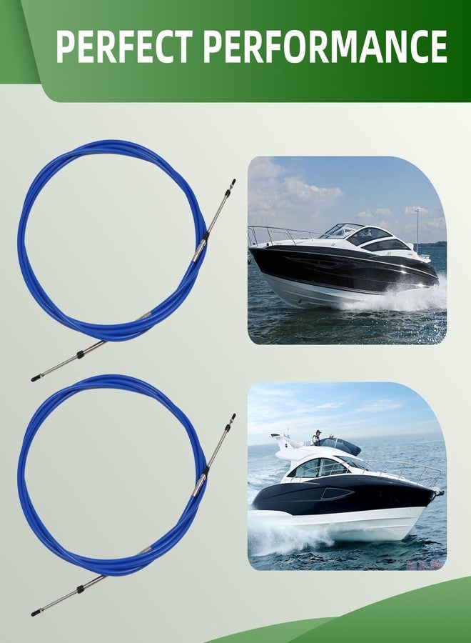 Yunnergo 2PCS 13FT Marine Throttle Shift Control Cable 33C Blue Compatible with Marine Outboard Engine Control Box 3.9 Meter Control Lever - Image 5