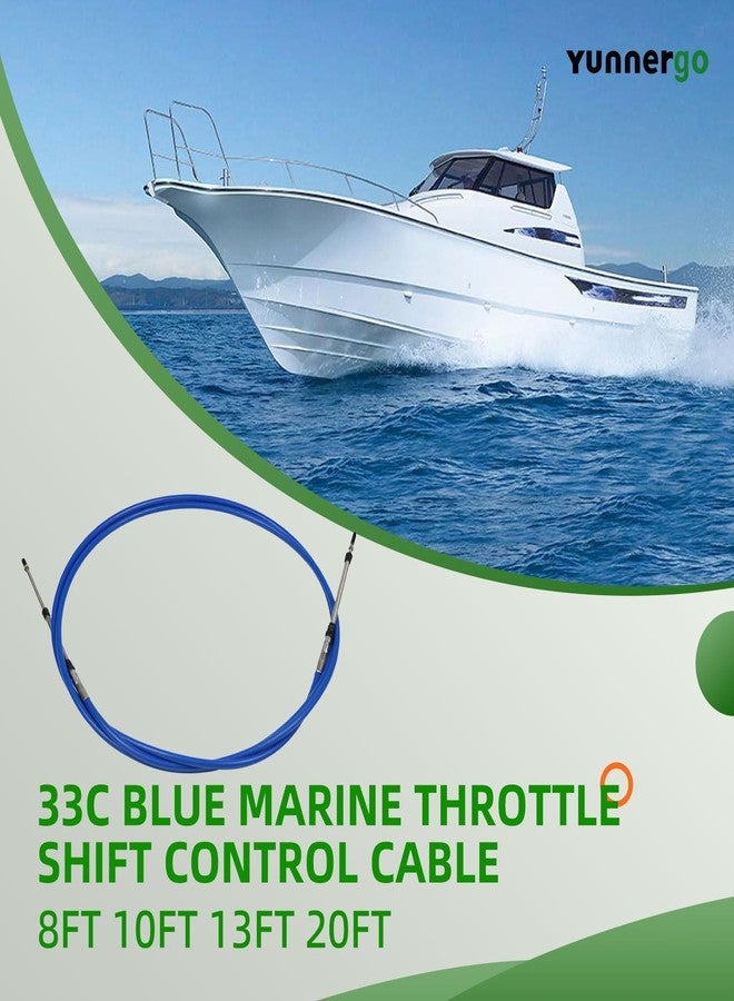 Yunnergo 2PCS 13FT Marine Throttle Shift Control Cable 33C Blue Compatible with Marine Outboard Engine Control Box 3.9 Meter Control Lever - Image 2