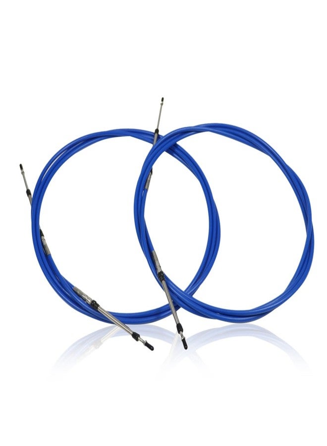 Yunnergo 2PCS 13FT Marine Throttle Shift Control Cable 33C Blue Compatible with Marine Outboard Engine Control Box 3.9 Meter Control Lever - Image 1