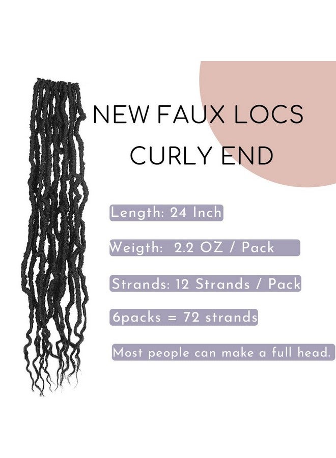 BOHOBABE Faux Locs Crochet Hair 24 Inch, Boho Soft Crochet Locs with Curly Ends, Long Bohemian Goddess Locs Crochet Braids for Black Women (6 Packs, 1B) - Image 3
