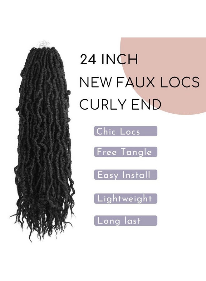 BOHOBABE Faux Locs Crochet Hair 24 Inch, Boho Soft Crochet Locs with Curly Ends, Long Bohemian Goddess Locs Crochet Braids for Black Women (6 Packs, 1B) - Image 2