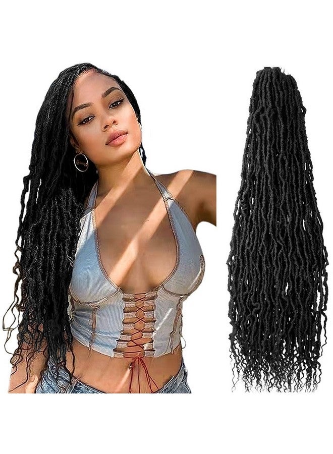 BOHOBABE Faux Locs Crochet Hair 24 Inch, Boho Soft Crochet Locs with Curly Ends, Long Bohemian Goddess Locs Crochet Braids for Black Women (6 Packs, 1B) - Image 1