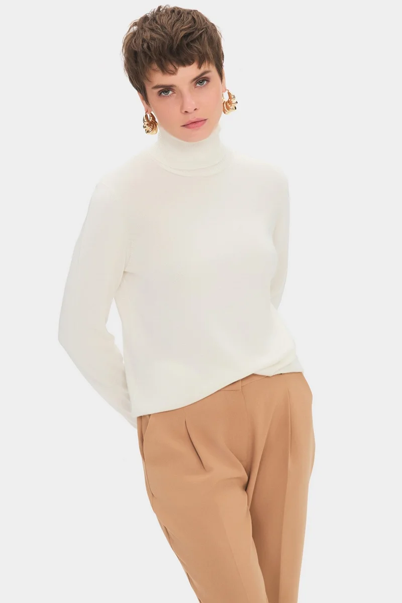 جون Women's Exclusive Viscose Blend Regular Fit Turtleneck Knitwear Sweater