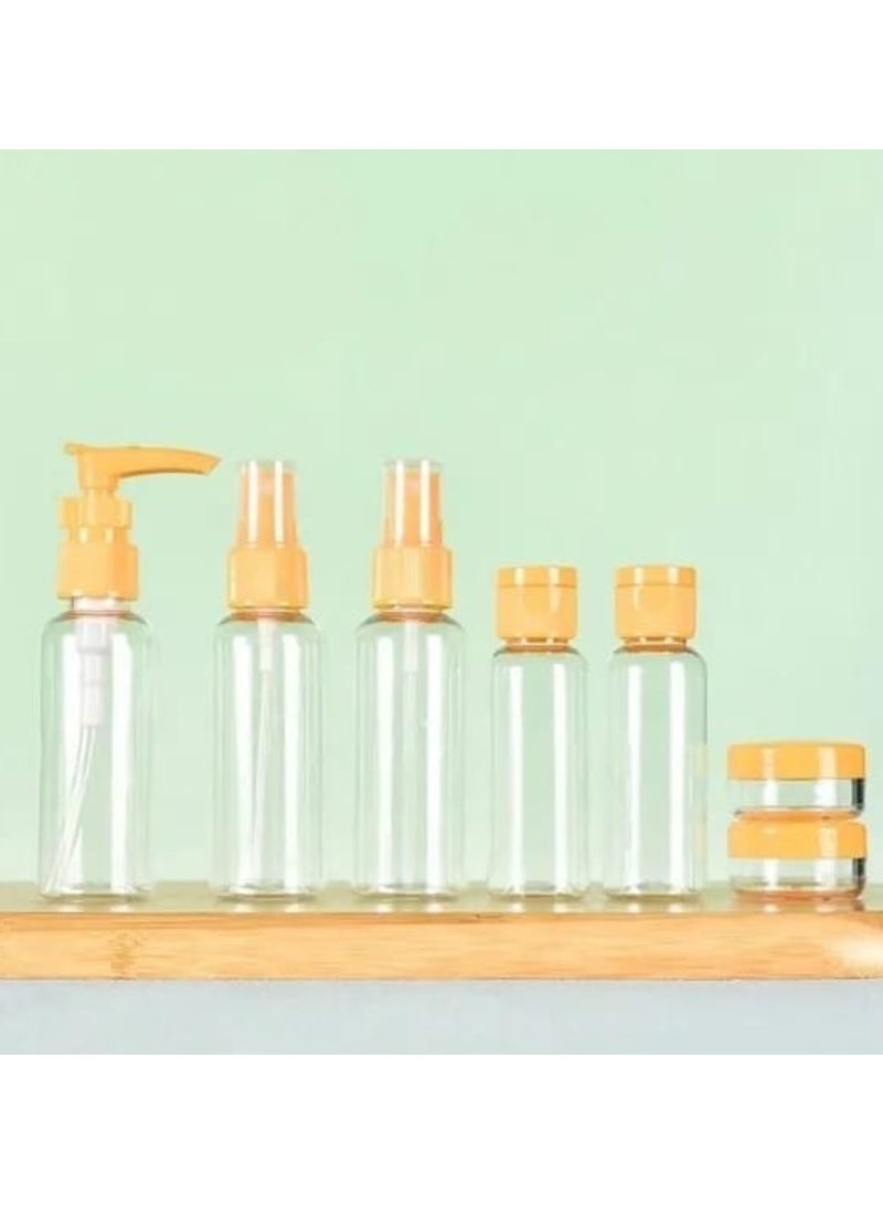 لوكاداه مجموعة زجاجات السفر | زجاجتان بخاختان، زجاجتان بغطاء قلاب، مرطبانان كريمتان، وزجاجة مضخة واحدة، جميعها معبأة في عبوة واحدة - خالية من مادة BPA | مثالية للمنزل والسفر ورحلات العمل والحياة اليومية | مجموعة هدايا السفر من 7 قطع - Image 3