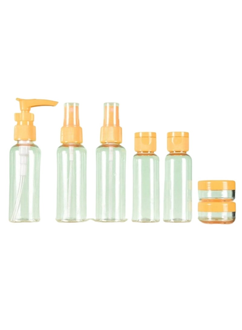 لوكاداه مجموعة زجاجات السفر | زجاجتان بخاختان، زجاجتان بغطاء قلاب، مرطبانان كريمتان، وزجاجة مضخة واحدة، جميعها معبأة في عبوة واحدة - خالية من مادة BPA | مثالية للمنزل والسفر ورحلات العمل والحياة اليومية | مجموعة هدايا السفر من 7 قطع - Image 1