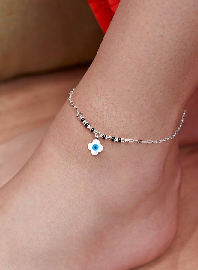 MINUTIAE Silver-Plated Motif Chain Anklet for Women's & Girls_MNT0389FL-S - Image 3