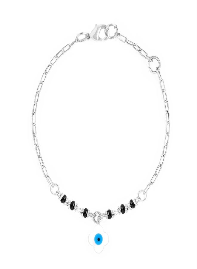 MINUTIAE Silver-Plated Motif Chain Anklet for Women's & Girls_MNT0389FL-S - Image 1
