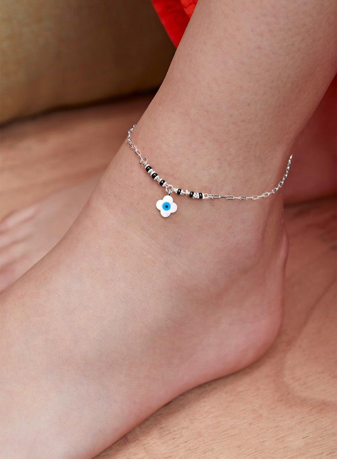 MINUTIAE Silver-Plated Motif Chain Anklet for Women's & Girls_MNT0389FL-S - Image 5
