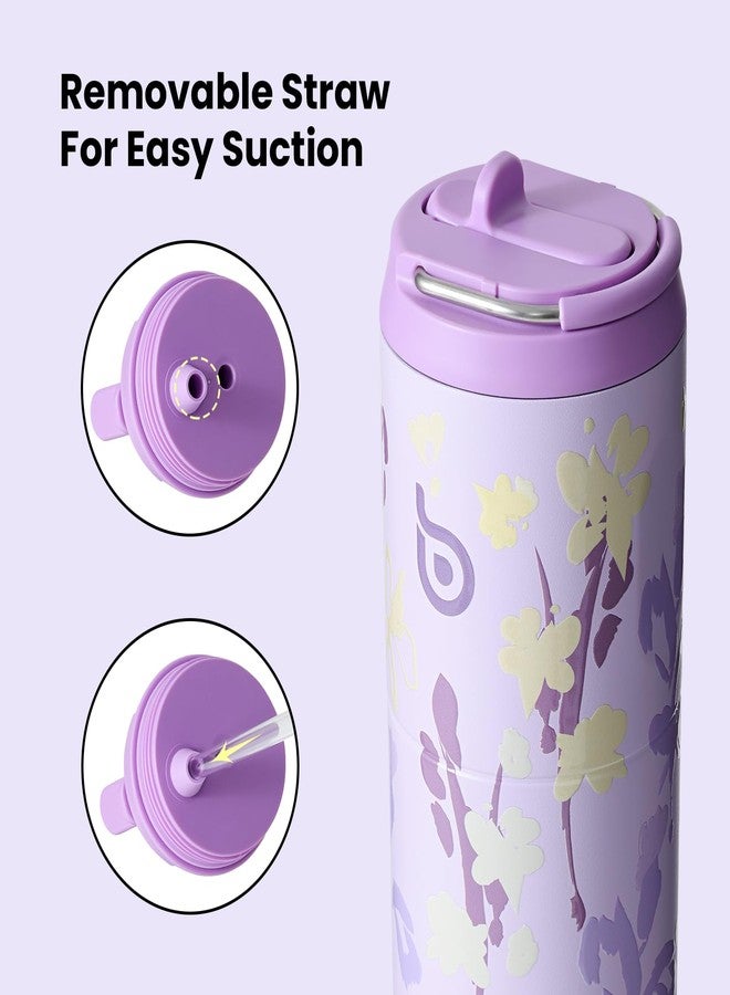 BOTTLE BOTTLE Insulated Water Bottle 24oz with Straw Lid and Handle for Sports Travel Gym Stainless Steel Water Bottles Double-Wall Vacuum Metal Leak Proof BPA-Free (Purple Grown) - Image 3