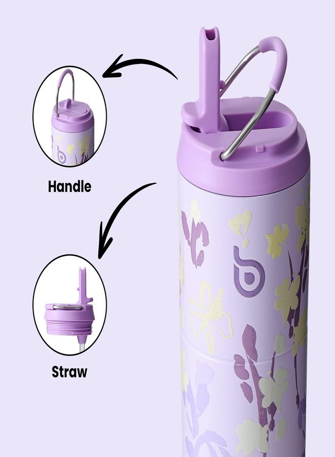 BOTTLE BOTTLE Insulated Water Bottle 24oz with Straw Lid and Handle for Sports Travel Gym Stainless Steel Water Bottles Double-Wall Vacuum Metal Leak Proof BPA-Free (Purple Grown) - Image 2