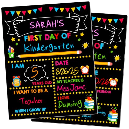 Melisheer First & Last Day of School Board, 14 x 11 in First Day of School Chalkboard, Double Sided Reusable Photo Sharing Prop for Kindergarten - Image 1
