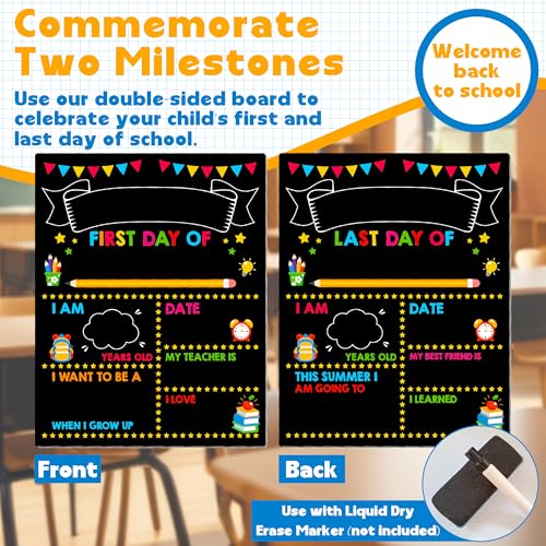 Melisheer First & Last Day of School Board, 14 x 11 in First Day of School Chalkboard, Double Sided Reusable Photo Sharing Prop for Kindergarten - Image 2