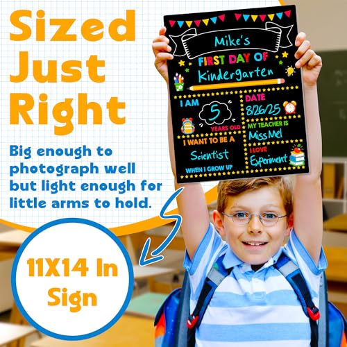 Melisheer First & Last Day of School Board, 14 x 11 in First Day of School Chalkboard, Double Sided Reusable Photo Sharing Prop for Kindergarten - Image 3