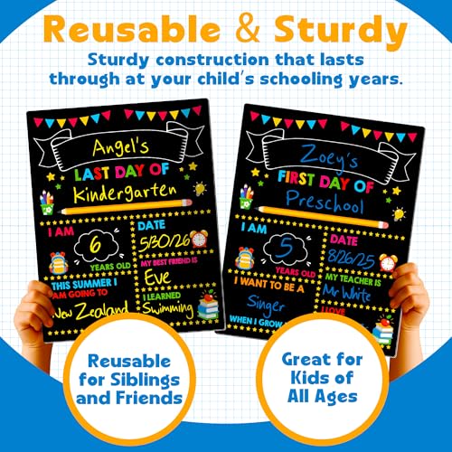 Melisheer First & Last Day of School Board, 14 x 11 in First Day of School Chalkboard, Double Sided Reusable Photo Sharing Prop for Kindergarten - Image 5