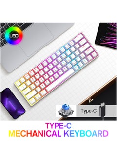 T-WOLF 63 Keys Wired Mechanical Gaming Keyboard Rgb Backlit Ultra Compact Mini Keyboard Waterproof Mini Compact 63 Keys Keyboard For PC Mac Gamer Typist Travel Easy White  - Image 2