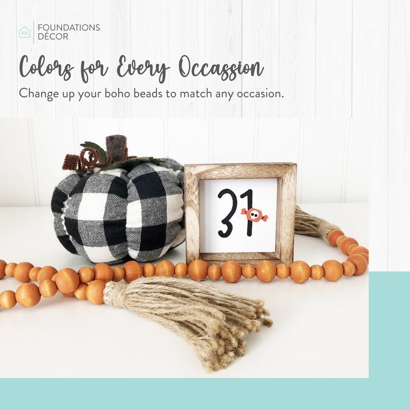 Foundations Decor Fall & Pumpkin Wooden Beads (Natural, Brown, Burnt Orange) - Image 3