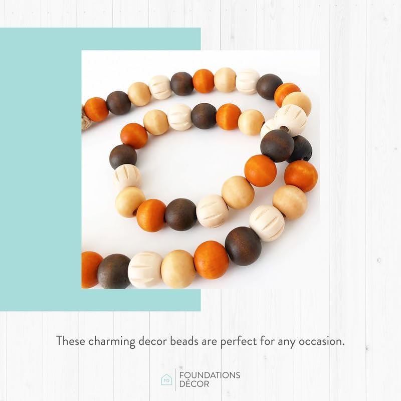 Foundations Decor Fall & Pumpkin Wooden Beads (Natural, Brown, Burnt Orange) - Image 5