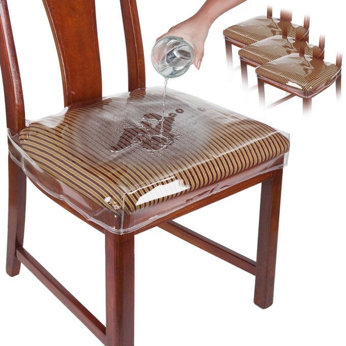 PLASTIC CHAIR COVERS PLASTIC SEAT COVERS FOR DINING CHAIRS CHAIR PROTECTOR VINYL CLEAR WATERPROOF FOR CUSHION CATS KIDS KITCHEN ROOM TABLE FITS 1618 INCH 4 PACK