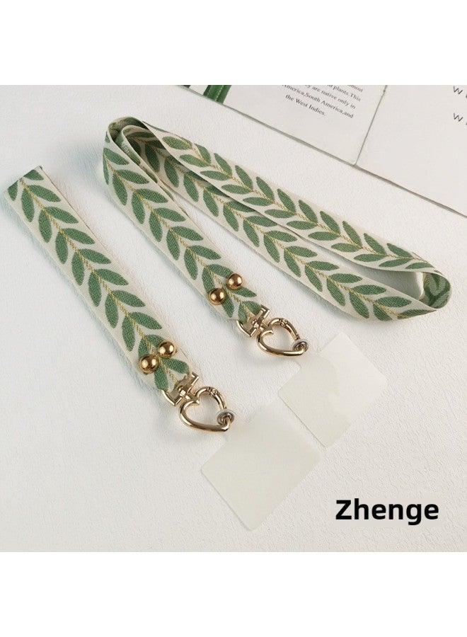 Mobile Phone Lanyard Rattan Leaf Halter Long Leaf Decoration Women's Non-tight Neck Lightweight Comfortable Back Rope Broadband Lanyard-Specifications Support Image Upload:Combination  Rattan Leaf Lanyard + Micro Transparent Clip  - Image 1