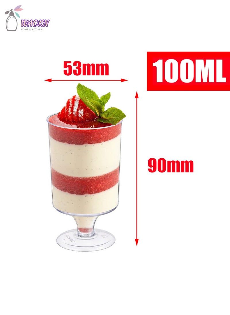 WAOKN 20-Piece Disposable High Dessert Cups, Plastic Cake Jelly Packing Cups, 100Ml  - Image 2