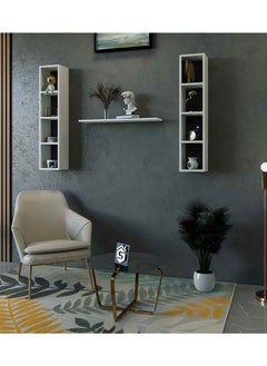 Stylish Home White wooden wall shelf, set of 3 pieces - RAF-04  - Image 3