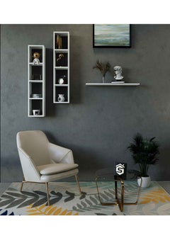 Stylish Home White wooden wall shelf, set of 3 pieces - RAF-04  - Image 2