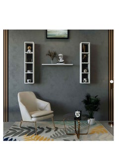 Stylish Home White wooden wall shelf, set of 3 pieces - RAF-04  - Image 1