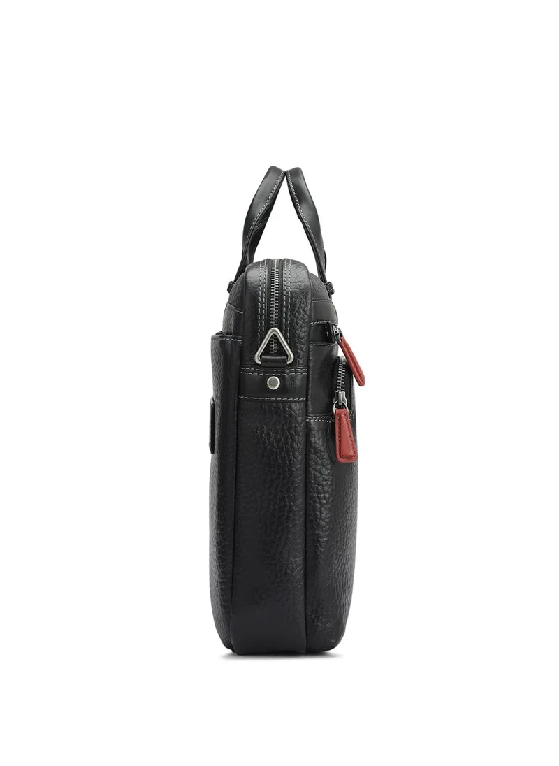 Da Milano  Genuine Leather Black Computer Bag for Men | Best Price UAE