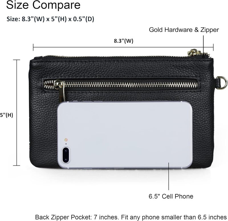 befen Genuine Leather Wristlet Clutch RFID Blocking Bag Cell Phone Wallet Purse Wristlet Wallet Purses and Handbags for Women - Image 3