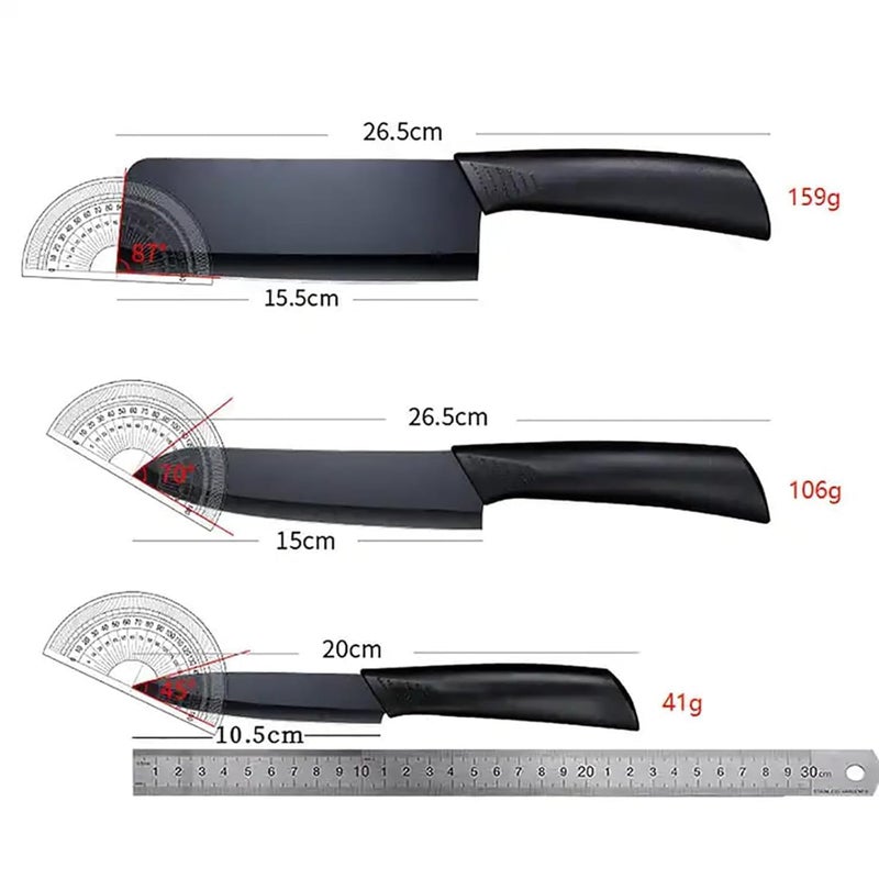 upsimples Set of 3 Stainless Steel Kitchen Knife Set | High-Carbon Stainless Steel Kitchen Knife |Vegetable Knife| Chef Knife| Sharp Edge Cutting Chef Knifes for Chopping Vegetables, Fruits (Black) - Image 2