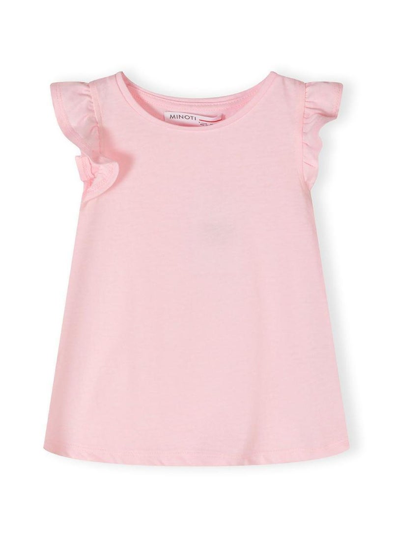 MINOTI Teen Girls Cap Sleeve T-Shirt with Frill Shoulders - Image 2