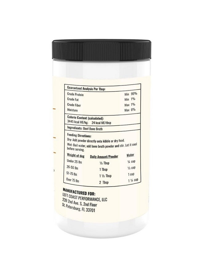 Left Coast Performance 8oz Beef Bone Broth Powder for Dogs and Cats - Human Grade Grass-Fed for Picky Eaters - Supports Joints and Gut Health - Single Ingredient Dog Food Topper for Dry Food - Image 2