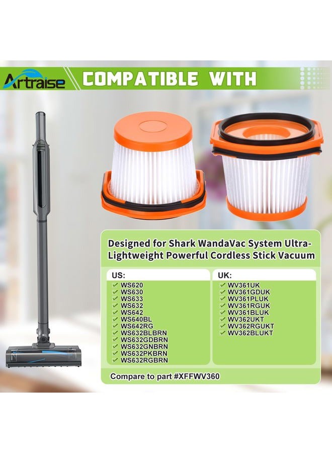 Artraise Vacuum Filter Replacement for Shark Wandvac System WS620 WS630 WS632 WS632BLBRN WS632GDBRN WS632GNBRN WS632PKBRN WS632RGBRN, Compared to Part # XFFWV360 (4 Pack) - Image 2